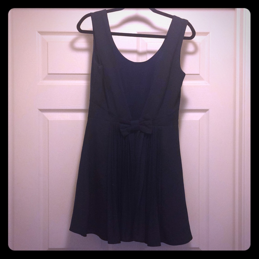 Low back navy cocktail dress